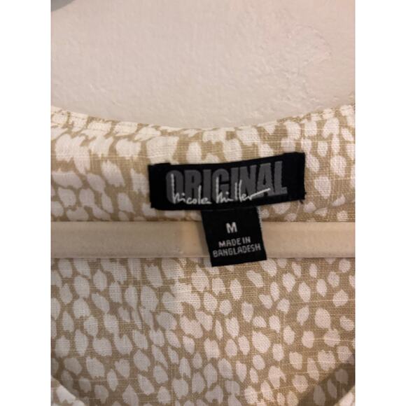 Original Nicole Miller M Dress Sheath Neutral Animal Print Flutter Sleeve Summer - Picture 6 of 7